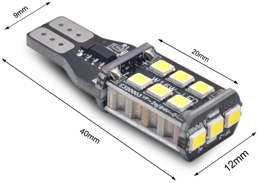 LED Лед Крушки За Габарит, 15 SMD, Т10 W5W, Canbus, 12V, Бяла Светлина