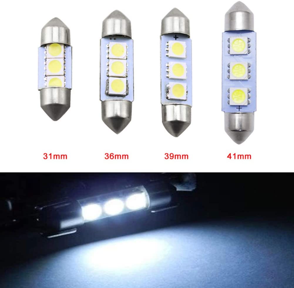 LED Лед Диодни Крушки, C5W, 3 Smd, 36mm, 12V, Бяла Светлина