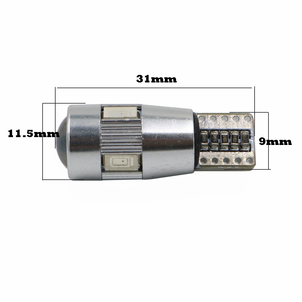 Лед Крушки За Габарит, Т10 W5W LED 6 SMD, Canbus, 12V, Синя Светлина