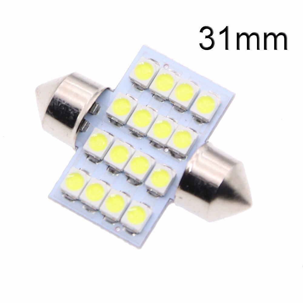 LED Лед Диодни Крушки, 16 SMD 5050 , 31мм, 36мм, 39мм, 41мм, 12V, Бяла Светлина