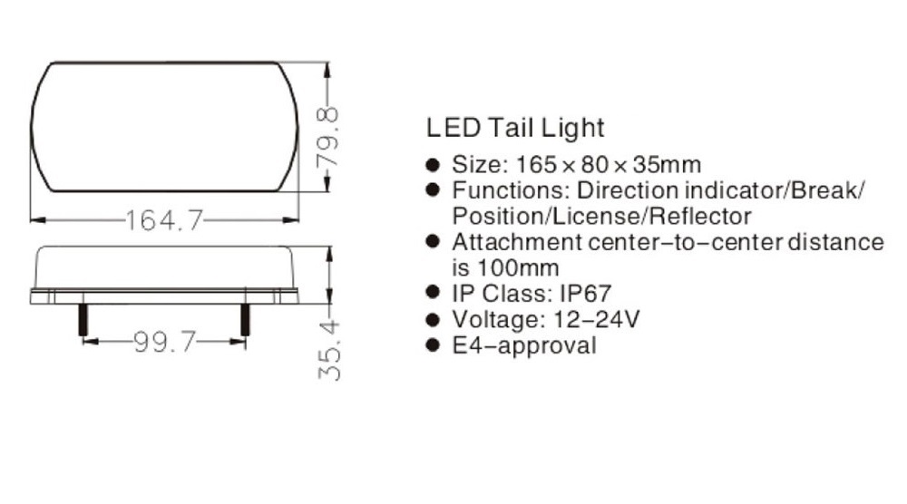 Комплект LED Светодиодни Стопове, С Кабел, Ляв и Десен, 5 Функции, Е-Мark, 12V-24V, Ремарке, Каравана, Камион, Агро Техника, Земеделски Машини