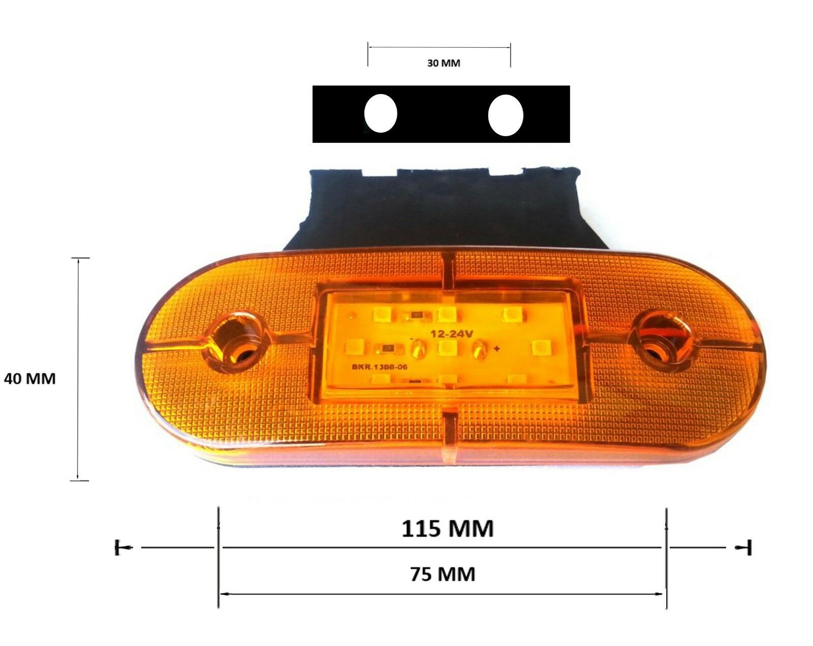 24V ЛЕД LED Оранжев Жълт Диоден Маркер Габарит Токос със 9 светодиода за камион ремарке бус ван каравана платформа