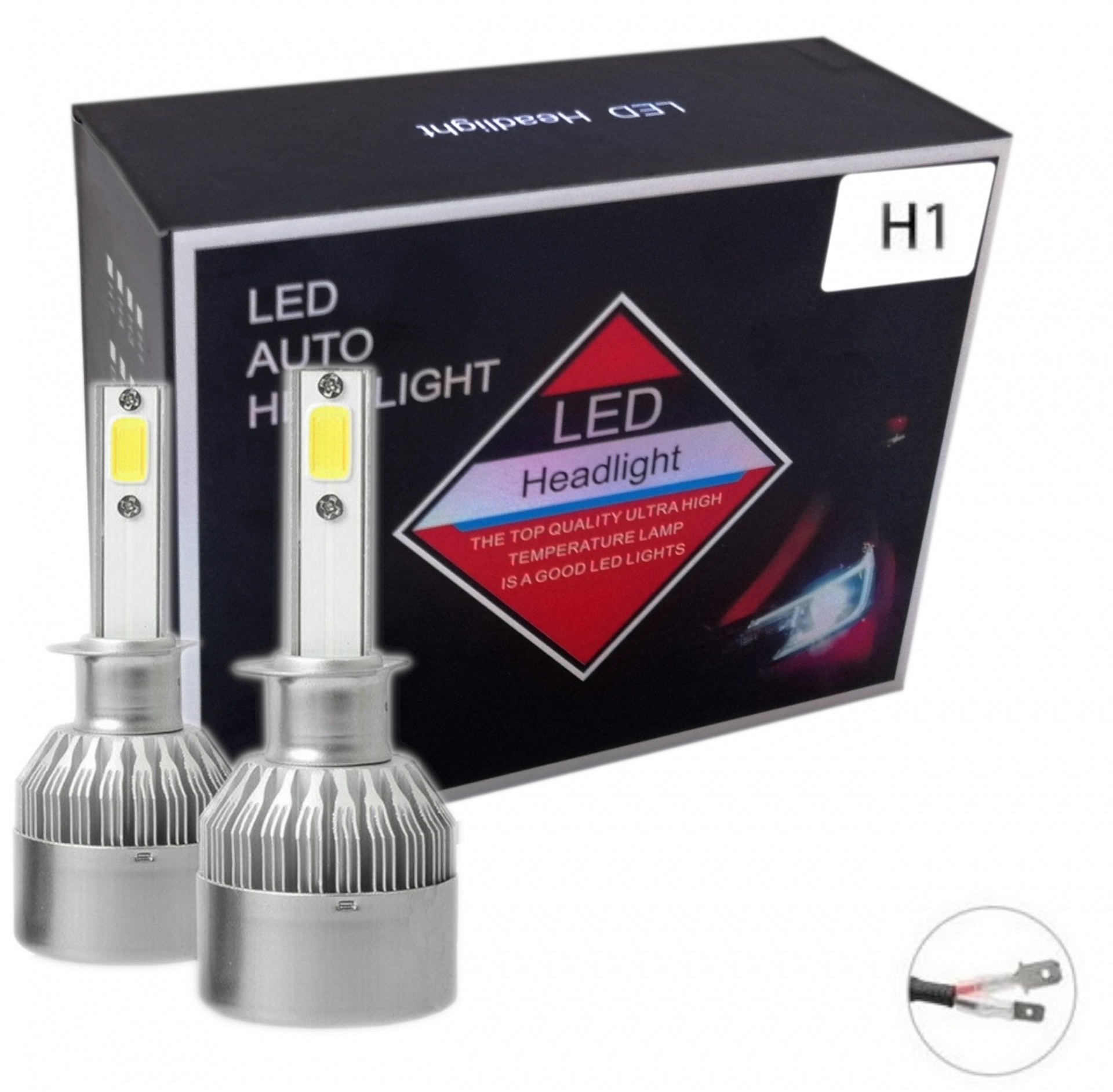 Комплект от 2 броя LED ЛЕД диодни крушки за фарове H1 36w 7600lm 12/24V