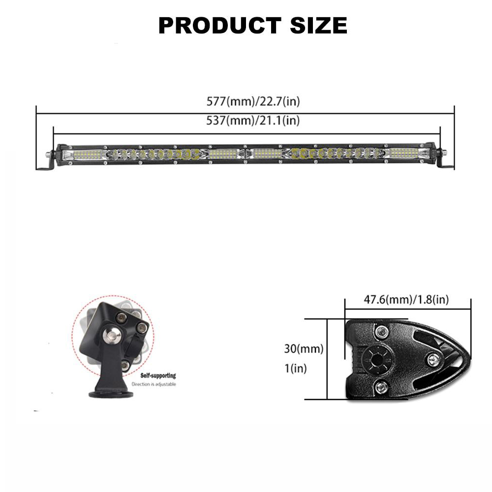 54 см LED Лед Диоден Бар , 9000 lm, 180W, Ултра Тънък, 12-24V, Комбинирана Combo - Flood и Spot Светлина