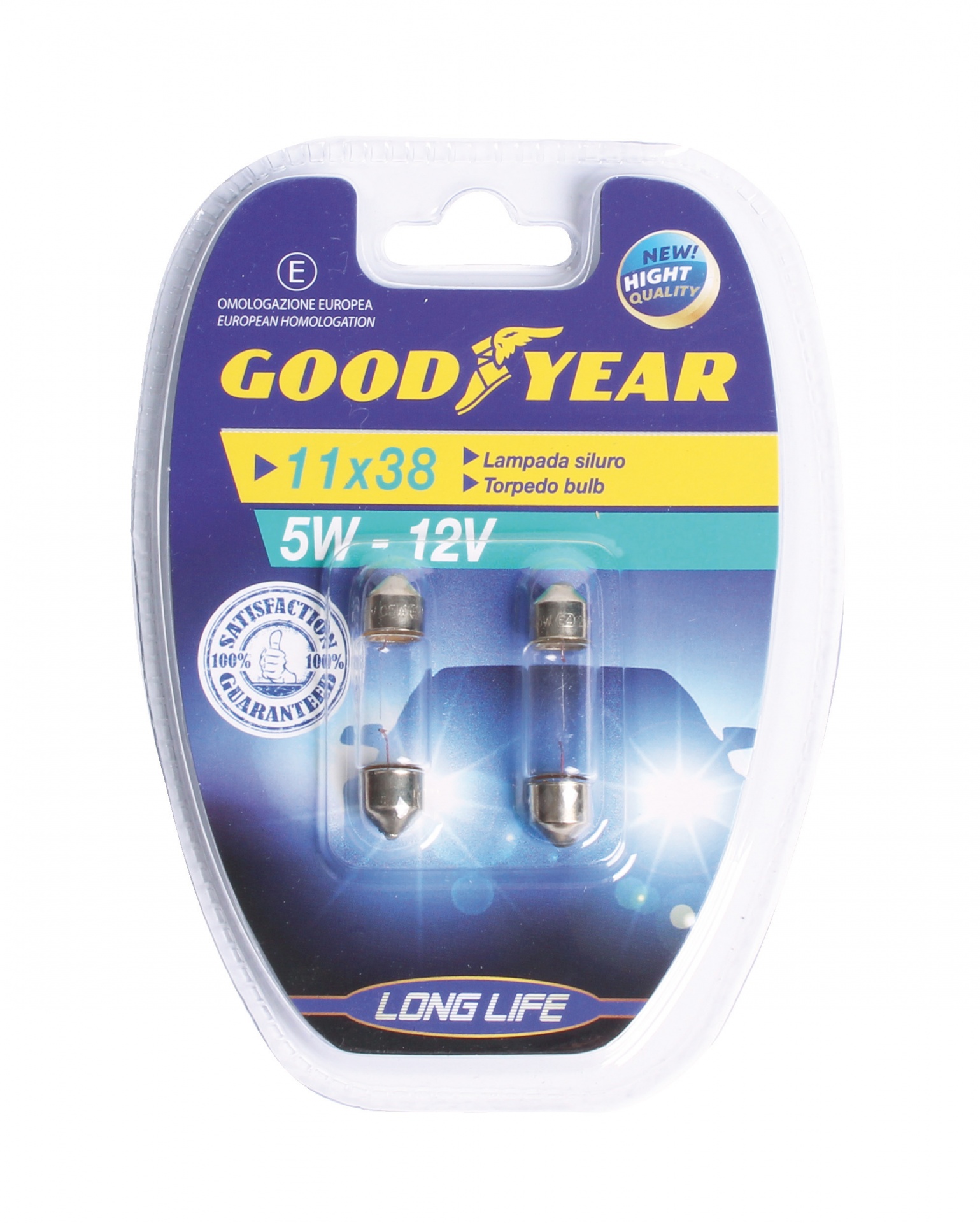 Комплект от 2 броя крушки 38 mm 12V 5W в блистер Goodyear Гудиър