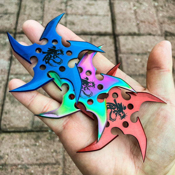 Три великолепни шурикена URBAN NINJA SHURIKEN 5 CURVED,  с калъф заз кола