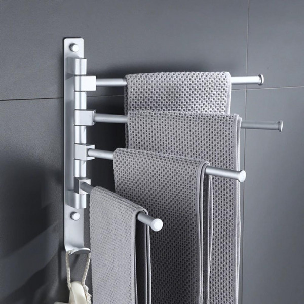 Иноксова закачалка за баня с четири рамена за хавлии и др. принадлежности, въртяща се,  BF22, изцяло метална
