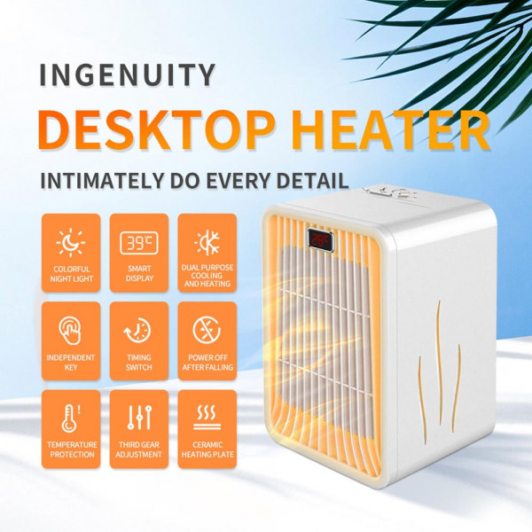 Електрическа преносима вентилаторна печка с LED светлини  Desktop Heater