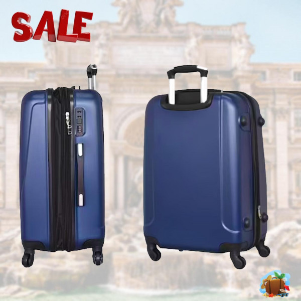 НОВО: 4бр Куфари 1217-4 DARK BLUE ABS,четири въртящи колелца, заключване с цифров шифър, комплект 4бр