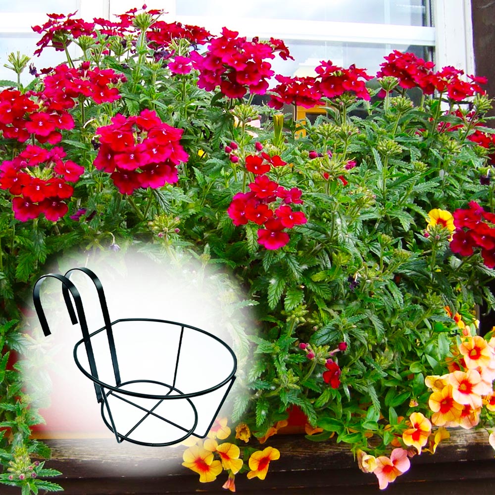 Удобна кръгла поставка от метал за растенията на балкона, закачаща се, 20 х 11 см