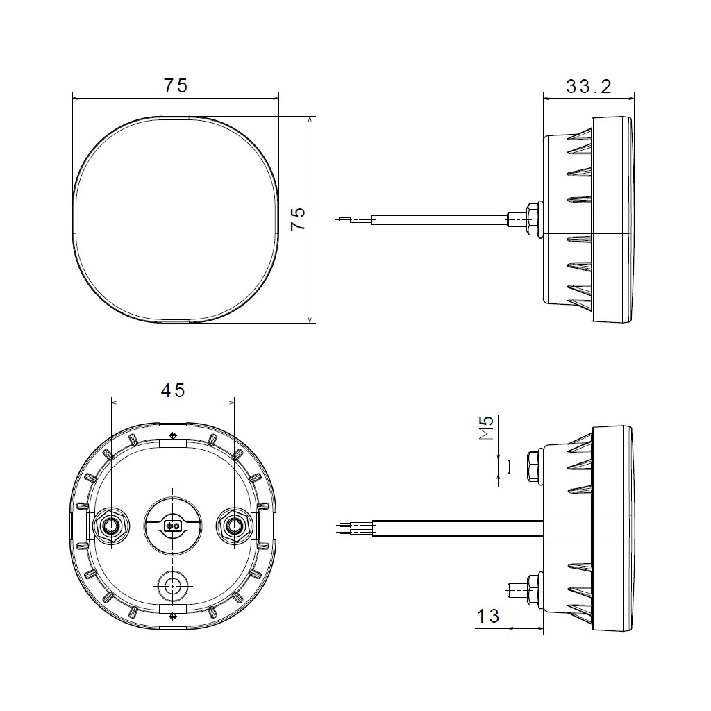 Задна Светлина за Мъгла, Червена, С Конектор 2 Пина, 12V-24V, E-Mark