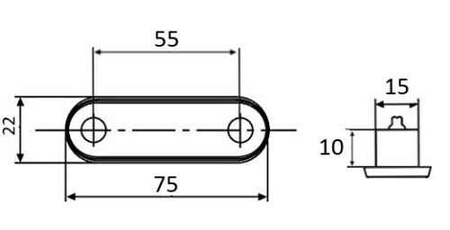 LED Светодиоден Габарит, Маркер, Токос, С Гума, Бял Цвят, Овален, Е-Mark, 12V, 7,5 см