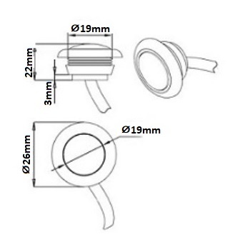 Габарит LED Светодиоден, Тип Копче, Маркер, Токос, Червен, 24V