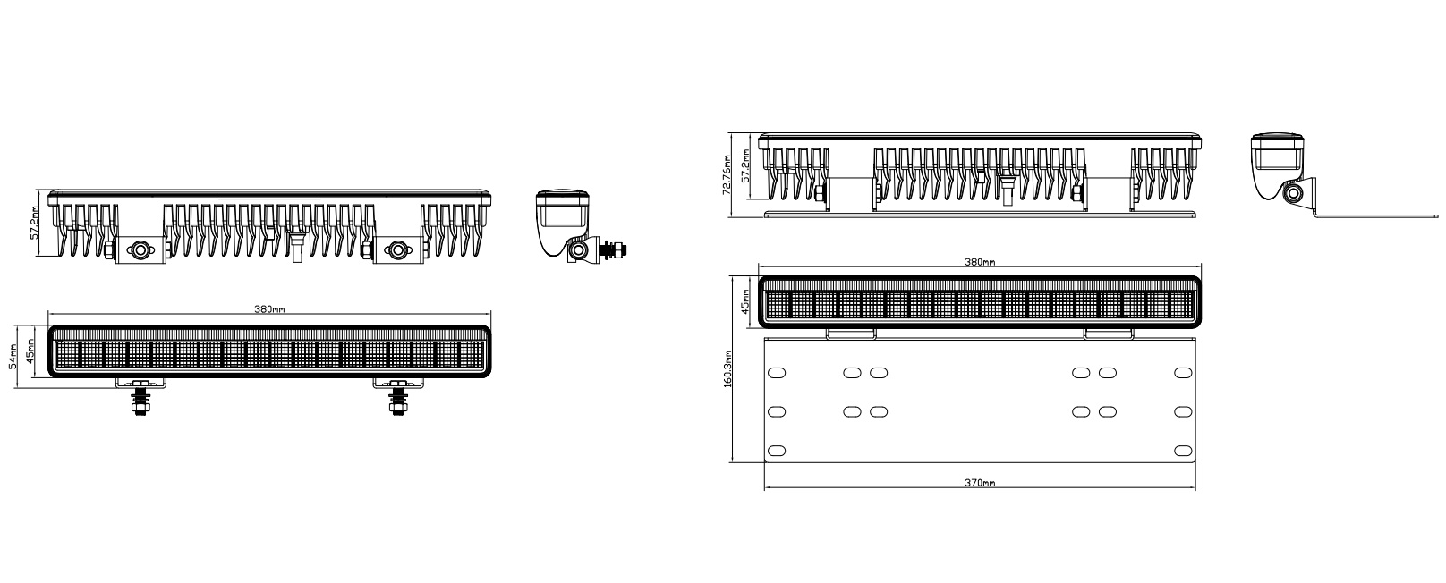 38см LED Лед Бар Със Стойка За Номер С Три Функции 55W, 4768lm, 12V - 24V E-Mark Подходящ За Автомобил, Бус, Камион, Селскостопански машини, Трактор,