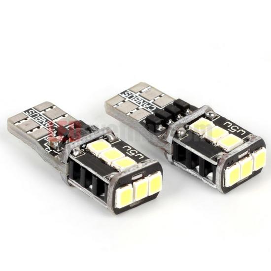 Комплект от 2 броя LED Лед Диодни Крушки За Габарит Т10 W5W 9 SMD 12V-24V Бяла Светлина Canbus - Error free Без грешки в блистер