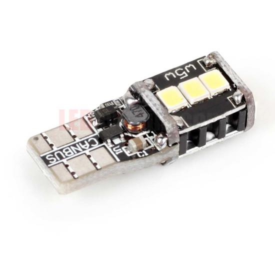 Комплект от 2 броя LED Лед Диодни Крушки За Габарит Т10 W5W 9 SMD 12V-24V Бяла Светлина Canbus - Error free Без грешки в блистер