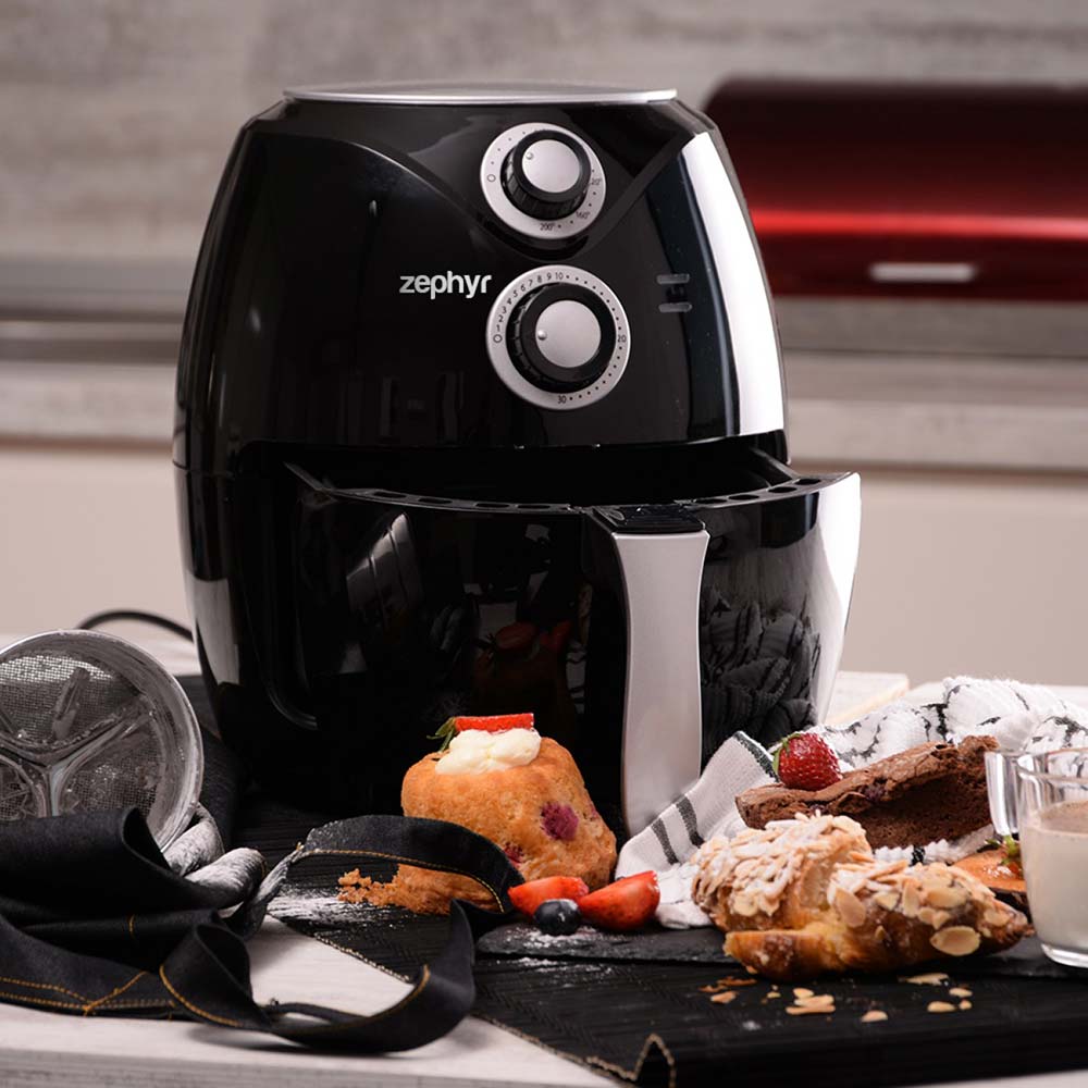 Air Fryer ZEPHYR ZP 1980 AI, 1600W, 2.6 литра, Горещ въздух, Таймер, до 200°C, Черен