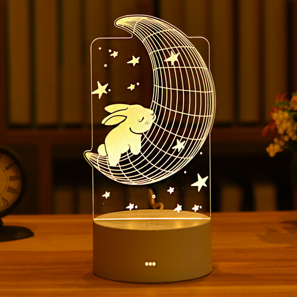 Стилна триизмерна LED лампа 3D CREATIVE BUNNY