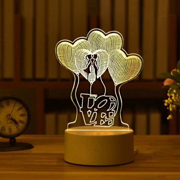 Стилна триизмерна LED лампа 3D CREATIVE LOVE