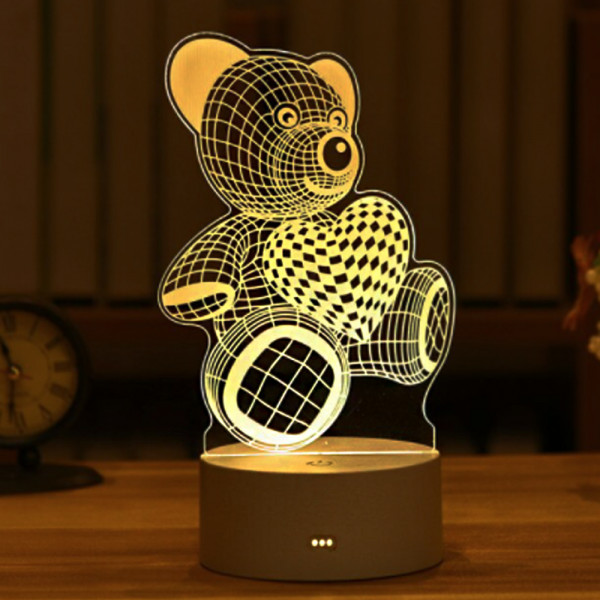 Стилна триизмерна LED лампа 3D CREATIVE TEDDY BEAR