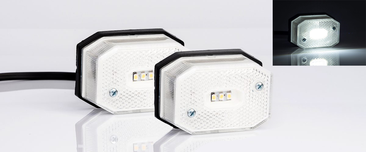 2 Броя LED Лед Габарит с Рефлектор, Бяла Светлина, Маркер, Токос, 12V - 24V, E-Mark E9, За Каравана, Кемпер и др.