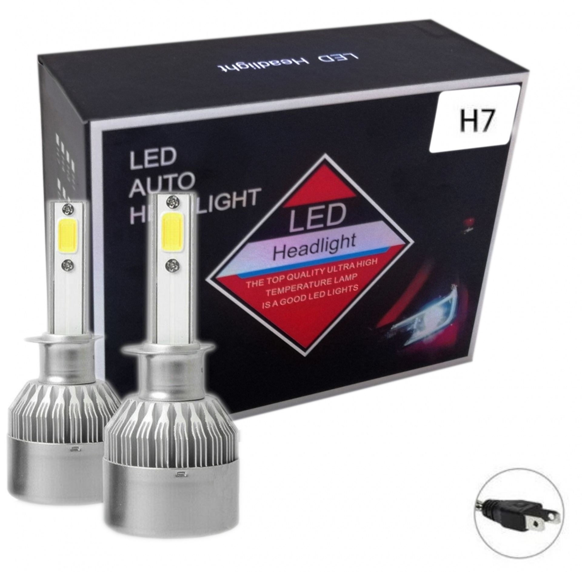 Комплект от 2 броя LED лед диодни крушки за фарове H7 Х7 36w 7600lm 12/24V