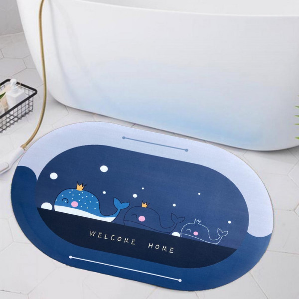 Супер абсорбираща подложка за баня BATH MAT "WHALE" - антихлъзгаща, водоабсорбираща, килимче
