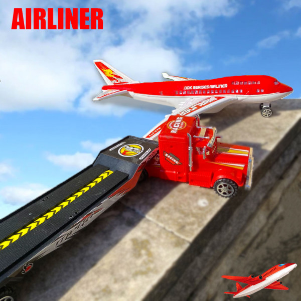 🛫Инерционен камион с платформа и самолет "САМОЛЕТОВОЗ" - AIRLINER 18-5