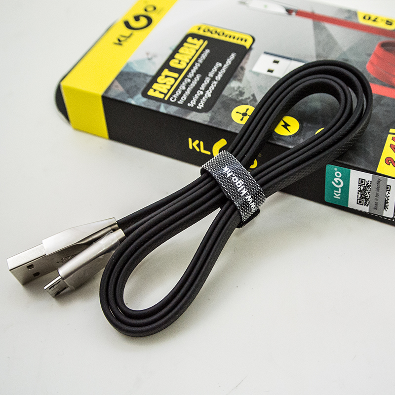 Мощен, сигурен силиконов ANDROID дейта кабел microUSB KLGO S51, 2.4А ВИСОК КЛАС