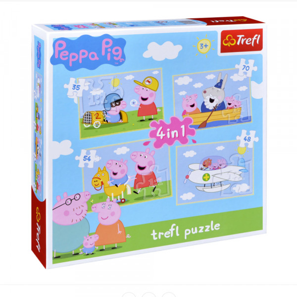Детски пъзел-игра 4в1 - 4 различни пъзела Trefl с Peppa Pig