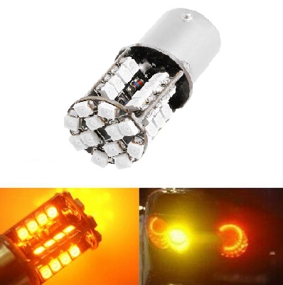 LED Лед Крушки, Мигач, 44 SMD, Canbus, 1156 (P21W), 12V, Оранжева, Жълта Светлина