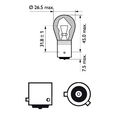 Комплект от 2 броя крушки крушка (PY21W) 12V BAU15S 21W в блистер оранжева светлина Philips