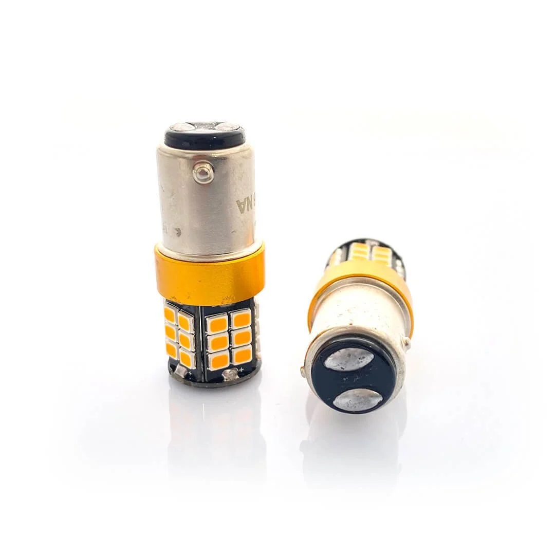 Комплект от 2 броя LED ЛЕД Крушки 36 SMD BAY15d (PY21/5W) 12V - 24V Жълта/Оранжева Светлина Жълти EXCLUSIVE Photon с 2 светлини