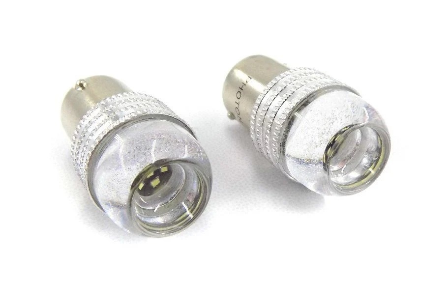 Комплект от 2 броя LED ЛЕД Крушки 6 SMD BA15S (P21W) 12V Бяла Светлина Бели 6000К Photon