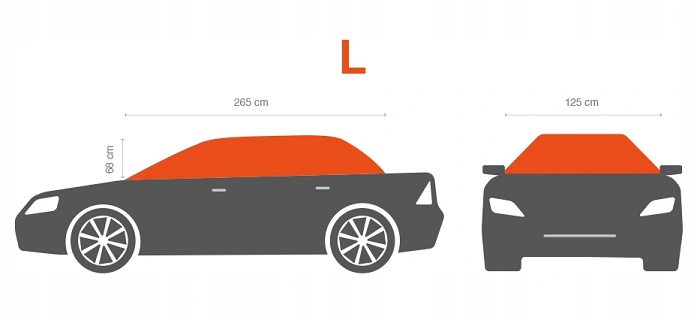 Водоустойчиво покривало полукалъф за автомобил размер L 265 cm x 125 cm сив CarPassion