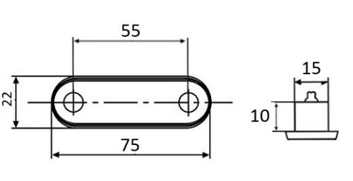 LED Светодиоден Габарит, Маркер, Токос, С Гума, Син Цвят, Овален, Е-Mark, 24V, 7,5 см