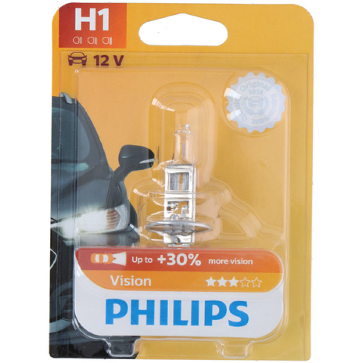 1 брой Халогенна крушка за фар H1 +30% светлина 55W 12V Philips