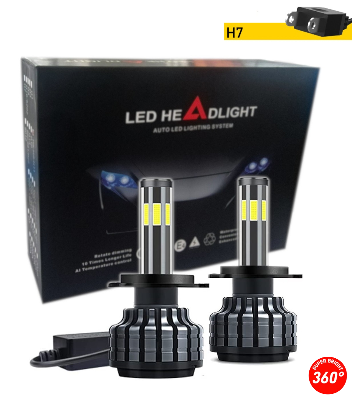 Комплект 360° градуса COB LED ЛЕД диодни крушки H7 Х7 12V 80W 16000 lm за фарове Canbus без грешки