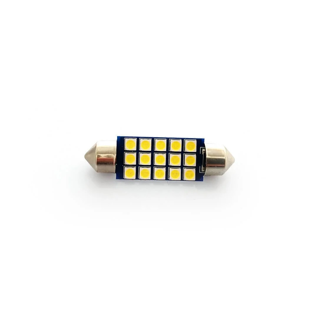 1 брой LED ЛЕД Крушка 15 SMD C10W 12V 41 mm Бяла Светлина 6000К Photon