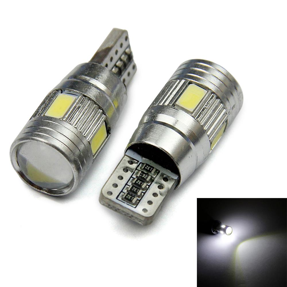 Лед Крушки За Габарит, Т10 W5W LED 6 SMD, Canbus, 12V, Бяла Светлина