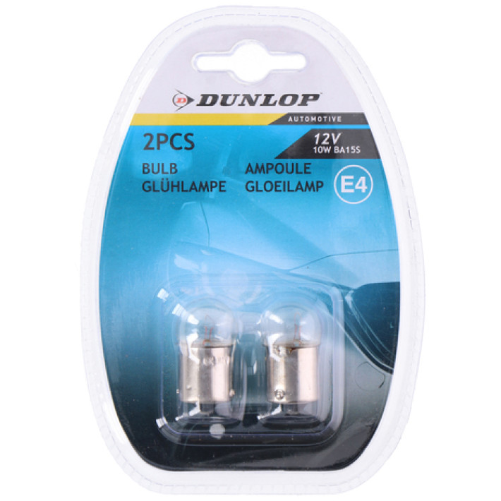 Комплект от 2 броя крушки крушка 12V BA15S 10W E4 в блистер бяла светлина Dunlop