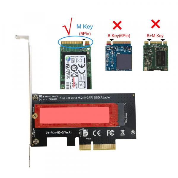 Контролер No brand, PCI-E x4 към M.2 NVMe SSD - 17758