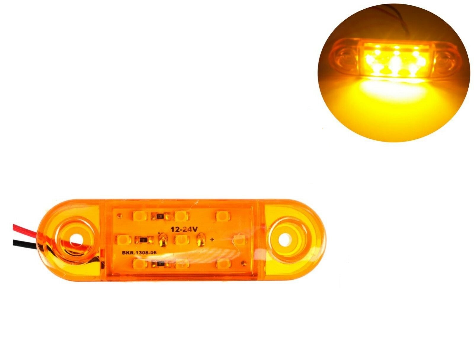 Светодиоден маркер габарит токос жълта оранжева светлина със 9 LED ЛЕД за бус ван ремарке каравана платформа 24V