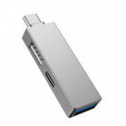 USB хъб WiWu T02 Pro, Type-C, 3 Порта, USB 3.0, Сив - 17755