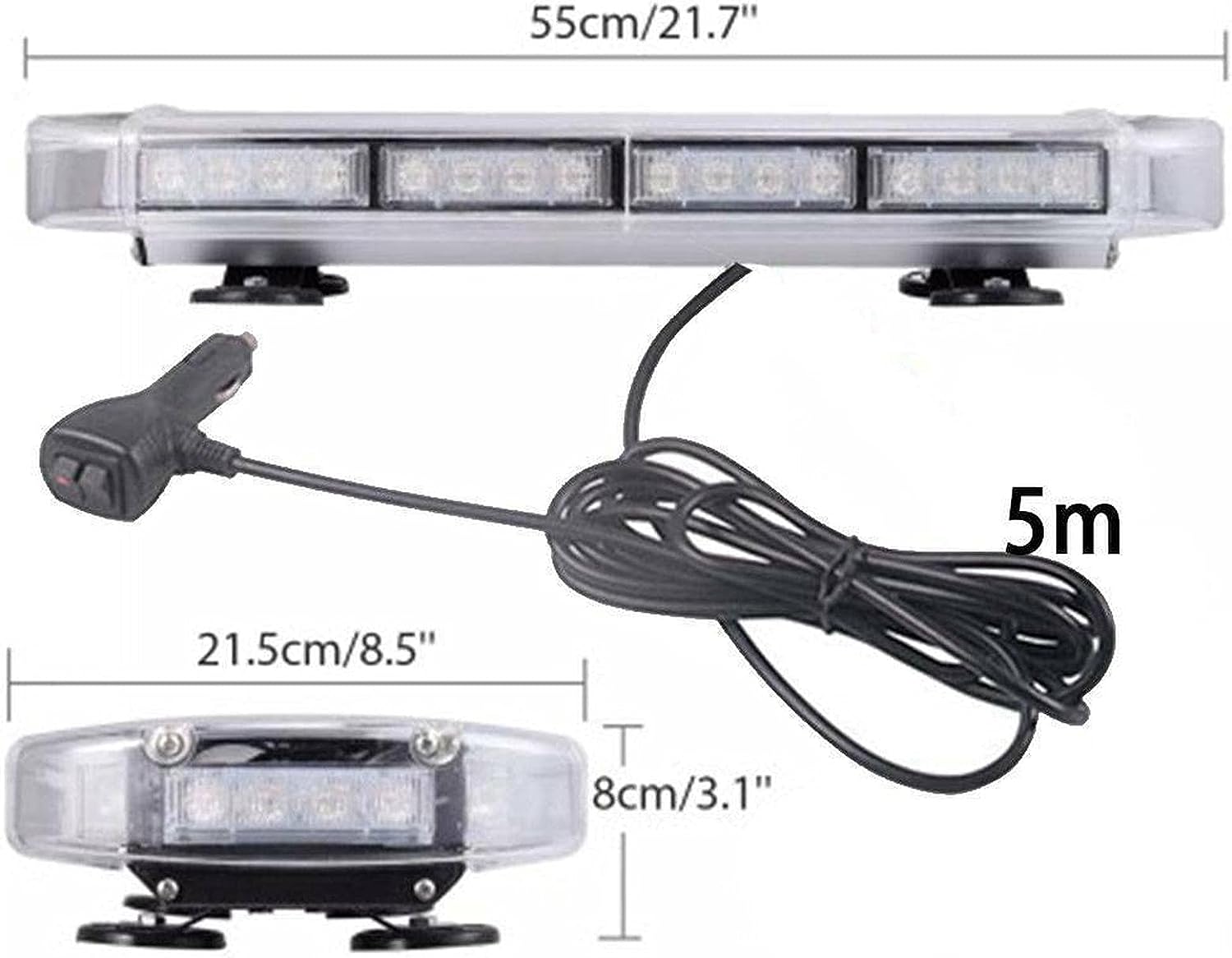 55 см 40 LED ЛЕД мощна аварийна диодна сигнална лампа блиц с магнити 12-24V 10 режима на работа жълта оранжева светлина E-Mark Е9 за пътна помощ платформа снегорин багер и др.