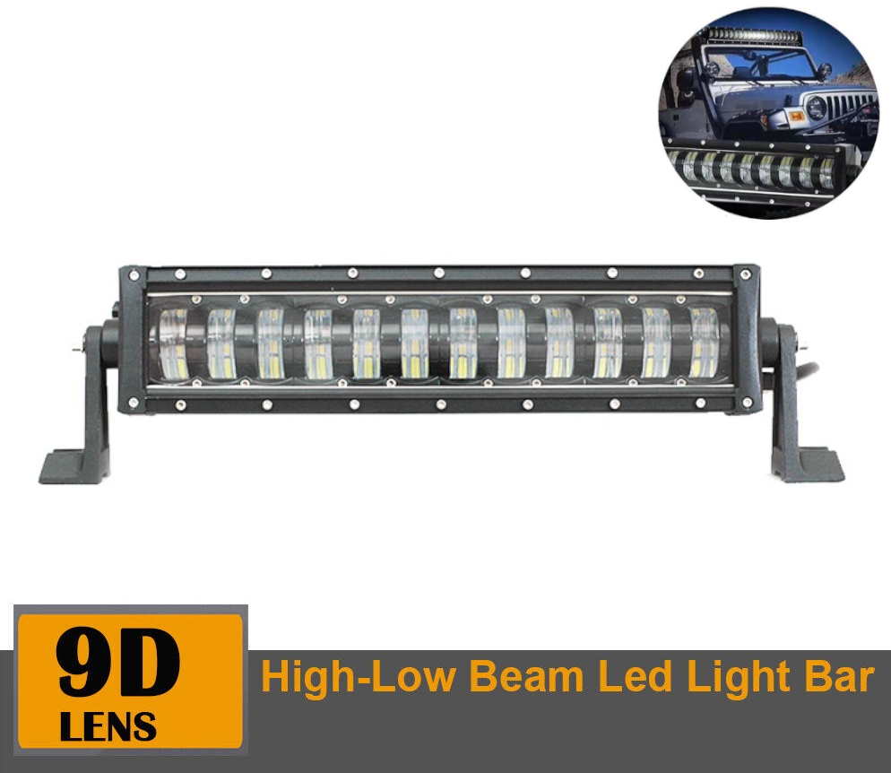 9D 42.5 СМ Led Bar Лед Бар Hi/Lo Kъси Дълги Водоустойчив Удароустойчив 12V 24V 7680 LМ 96W С Лупи Off-Road Лед Бар За Джип ATV