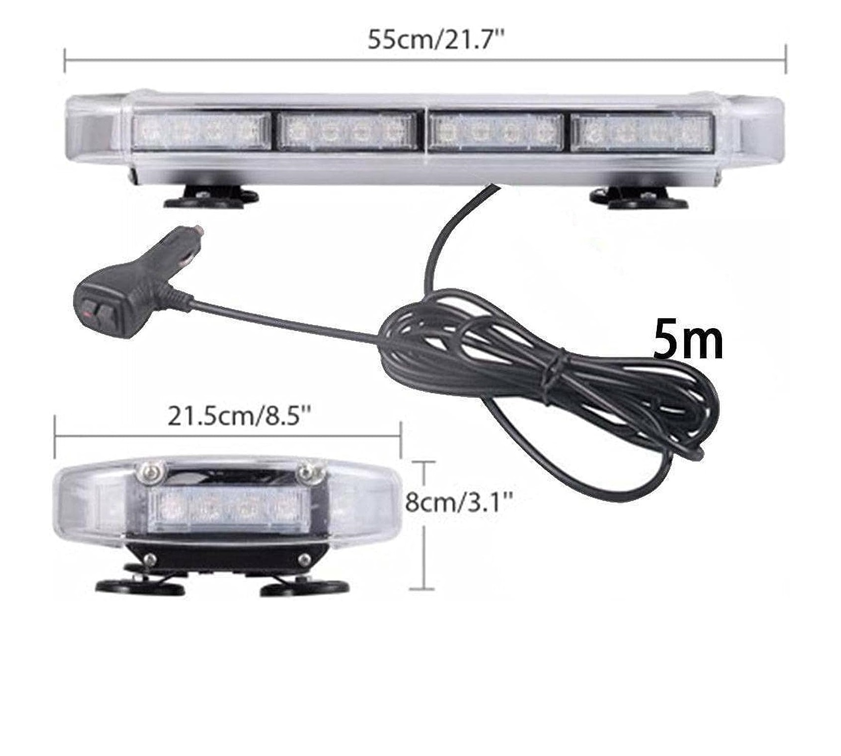 12V 24V Лед Led Диодна Мощна Аварийна Сигнална Лампа Буркан с Магнит 55 см 10 режина Бяло Стъкло За Пътна Помощ Платформа Снегорин и др.