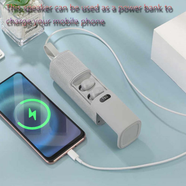 Безжична колонка 4 в 1: спийкър TG-807 Bluetooth + слушалки тапички, функция POWER BANK и още много
