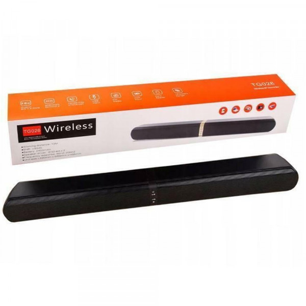 Мощен саундбар Soundvox TG026 SOUNDBAR - Слот за SD карта, USB вход, FM радио, Bluetooth, Черен