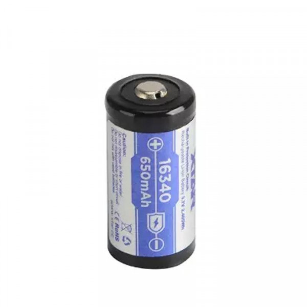 Акумулаторна батерия LC16340 3.7V/650mAh XTAR, с пъпка, електронна защита